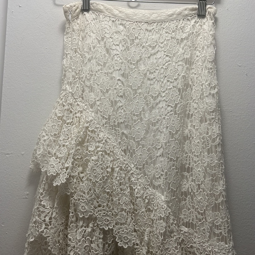 Loveshackfancy Cream Lace Asymmetrical Long Skirt - image 3
